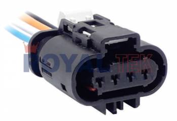 FICHA DE CONEXION ROYALTEK 4 (CUATRO) VIAS SONDA LAMBA CHEVROLET (ONIX /SPIN /PRISMA /COBALT) NEGRA - VENTA EN PAQUETES DE 5 UNIDADES ---